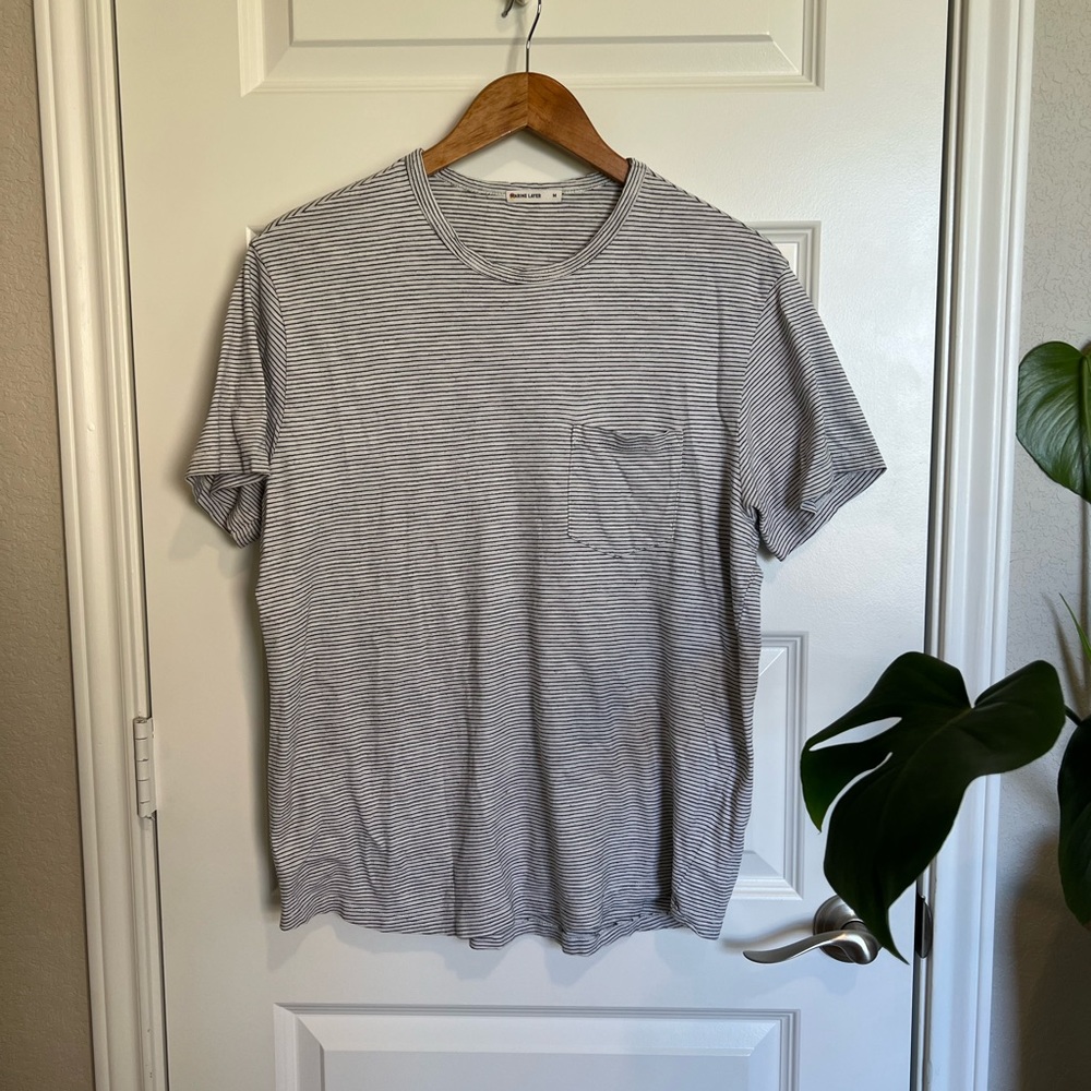 Marine Layer, 100% Cotton Tee, Black/White Stripe, Medium